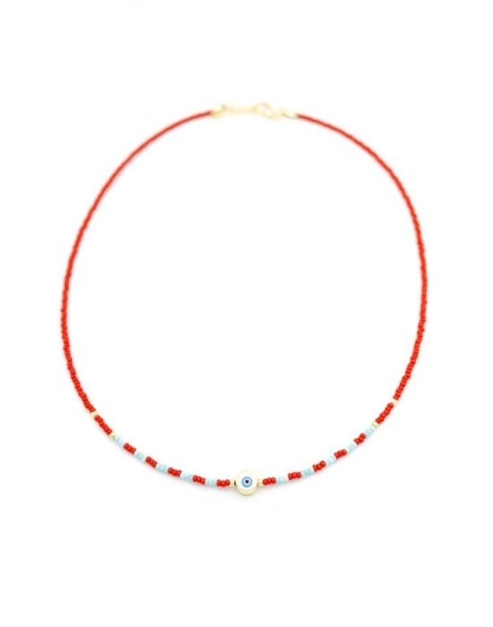 Boncuk Göz Kolye - Bordo