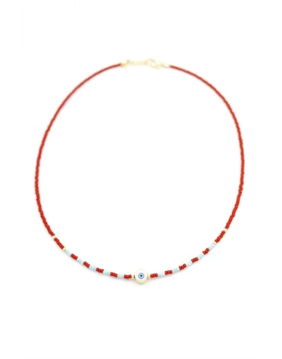 Boncuk Göz Kolye - Bordo