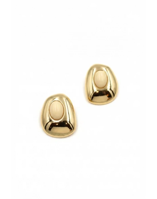 Boncuklu Otantik Küpe - Krem