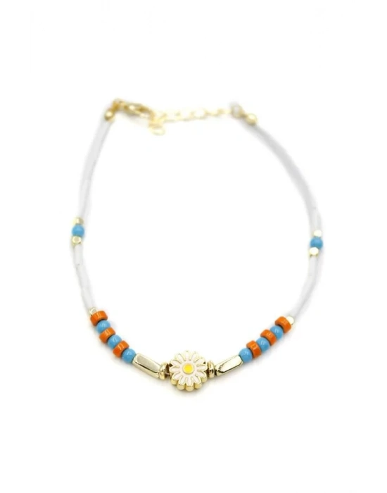 Boncuklu Papatya Halhal - Altın