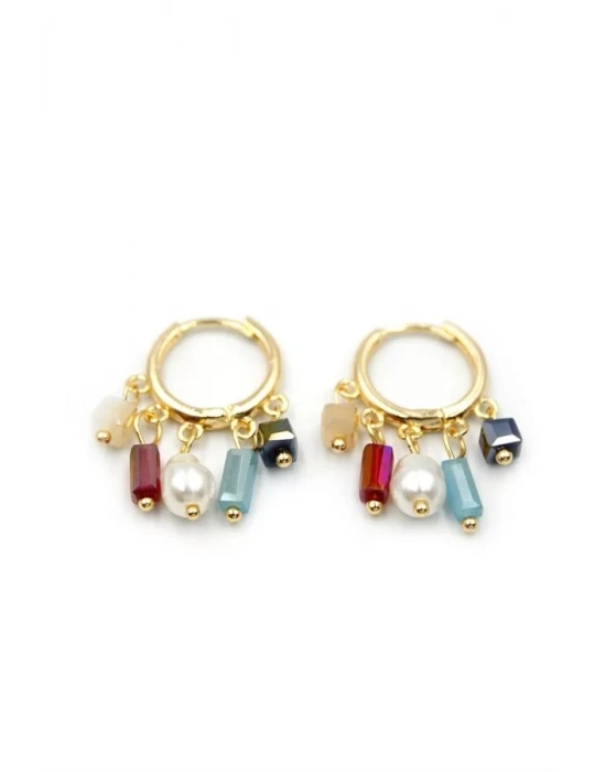 Boncuklu Shakira Küpe - Altın