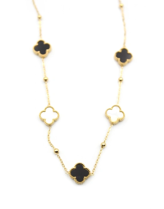 Boncuklu Yonca Kolye - Altın