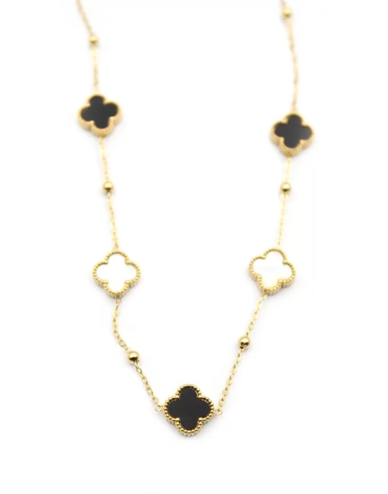 Boncuklu Yonca Kolye - Altın