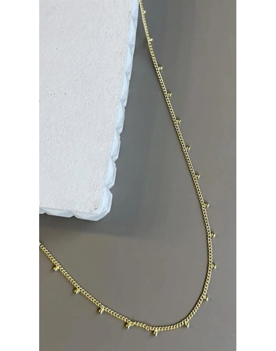 Boncuklu Zincir Kolye - Altın