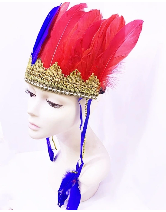 Bordo Mavi Renk Tüylü Kızılderili Başlığı | Taraftar Başlığı