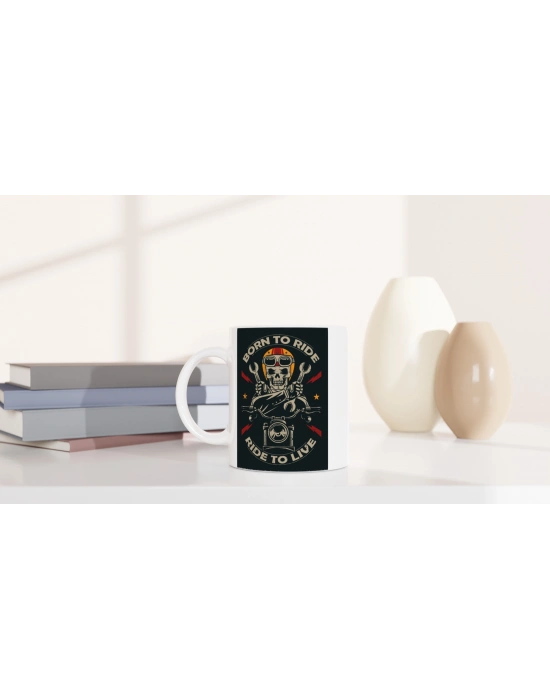 Born to Ride İskelet Motosikletçi Kupa Bardak