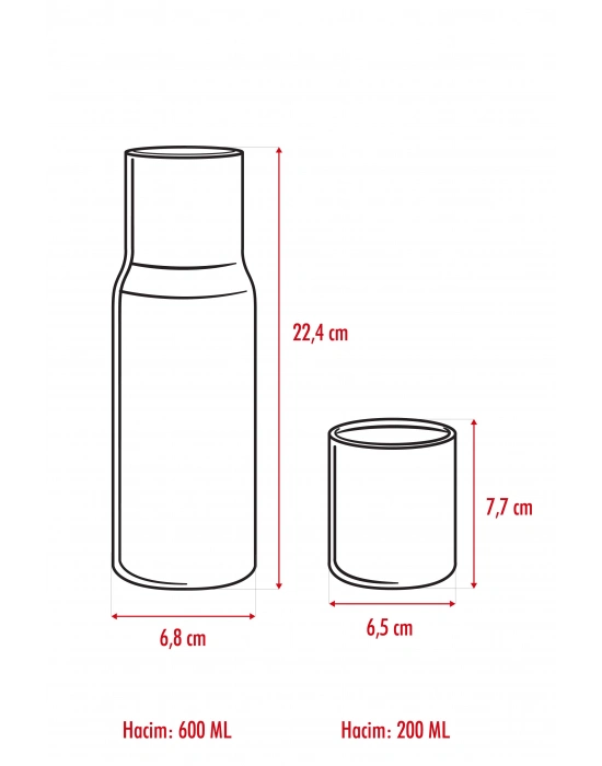 Borosilikat Cam Gri Başucu Sürahisi & Cam Sürahi * 600 ml