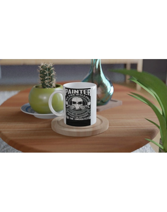 Boya Maskesi ve Kafatası Temalı Cesur Tasarım Kupa Bardak