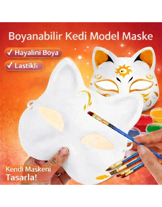 Boyanabilir Kedi Model Maske – Kendi Tasarımını Oluştur