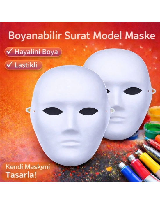 Boyanabilir Surat Model Maske – Lastikli | Kendin Tasarla
