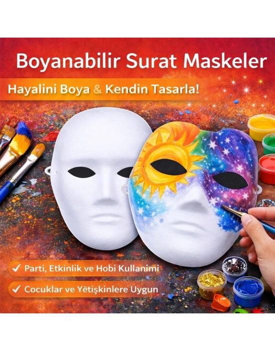 Boyanabilir Surat Model Maske – Lastikli | Kendin Tasarla