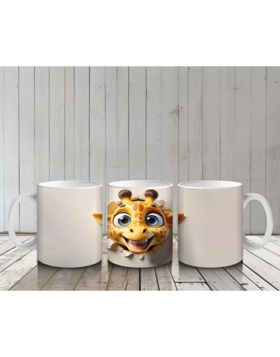 Boynuzlu Gözlüklü Sevimli Zürafa – Baskılı Kahve Kupası