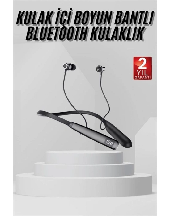 ® Boyun Askılı 100 Saat Kablosuz Kulaklık Göstergeli Bluetooth Kulaklık