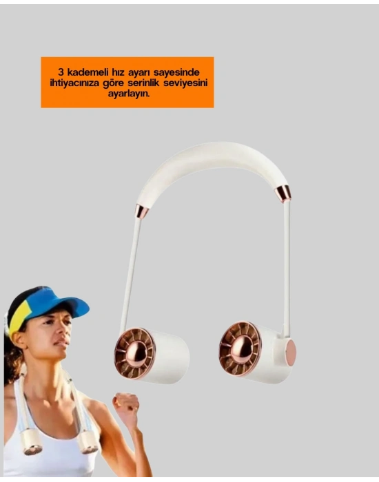 Boyun Askılı Katlanabilir Fan 1000 mAh USB Şarjlı Taşınabilir