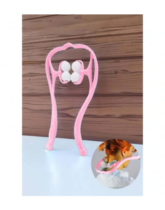 Boyun Bacak Ayak Bel Masaj Aleti Çok Fonksiyonlu Manuel 4 Tekerlekli - Pembe