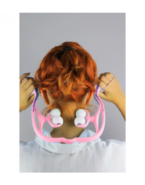 Boyun Bacak Ayak Bel Masaj Aleti Çok Fonksiyonlu Manuel 4 Tekerlekli - Pembe