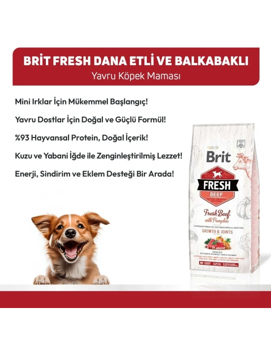 Brit Fresh Sığır Etli ve Balkabaklı Yavru Köpek Maması 12 Kg