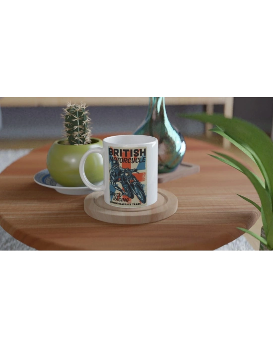 British Motorcycle Speed Racing Baskılı Kupa Bardak