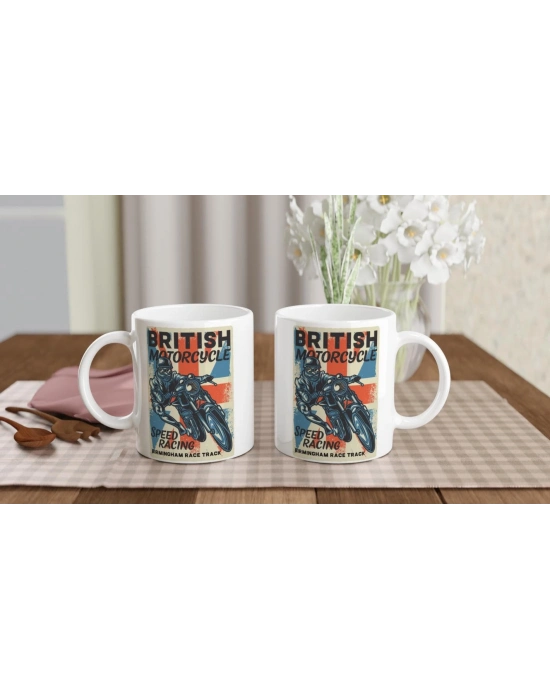 British Motorcycle Speed Racing Baskılı Kupa Bardak