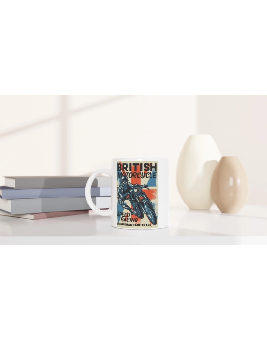 British Motorcycle Speed Racing Baskılı Kupa Bardak