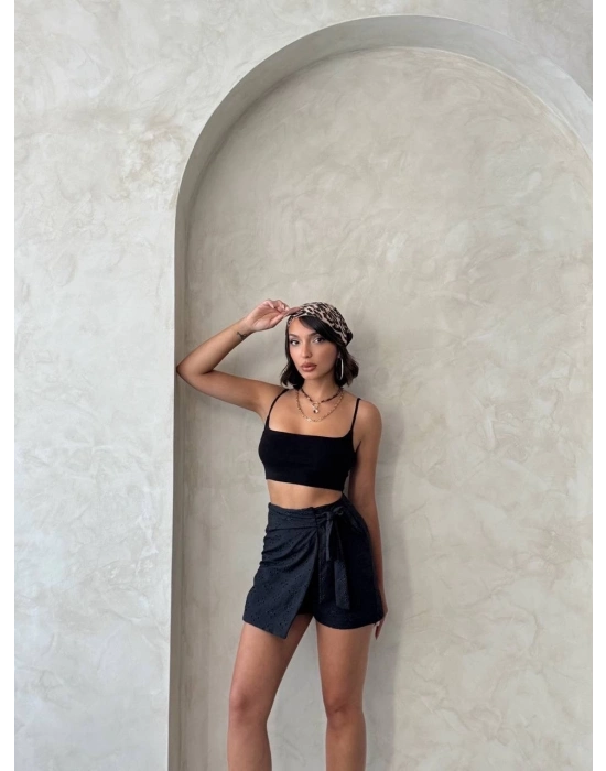 Brodeli şort etek s255075