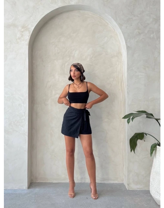 Brodeli şort etek s255075