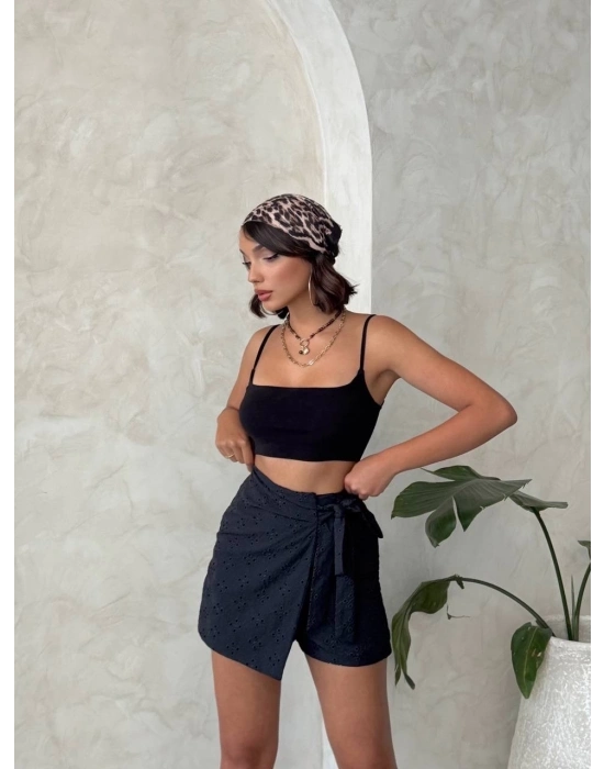 Brodeli şort etek s255075