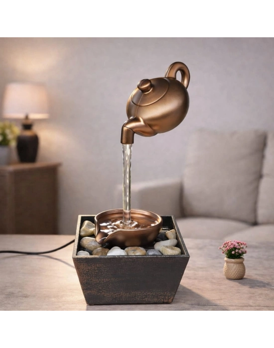 Bronz Demlik Tasarımlı Dekoratif Su Şelalesi