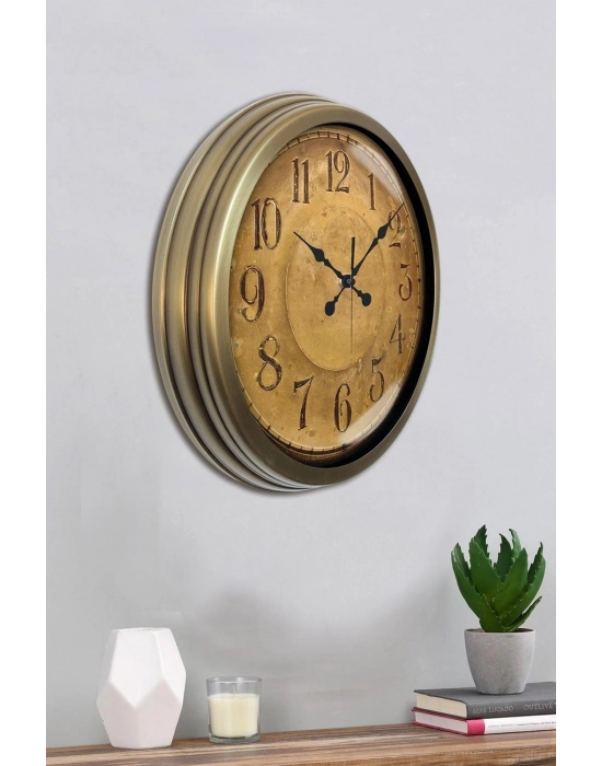 ® Bronz Nostalji 40 Cm Metal Eskitme Duvar Saati