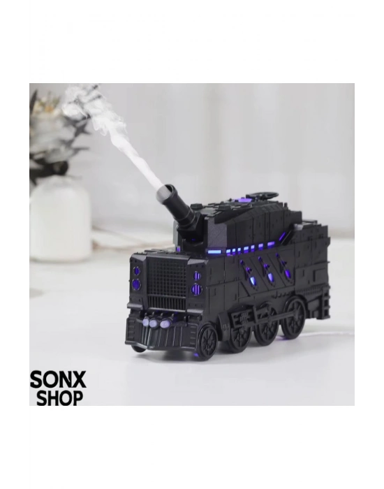 ® Buhar Efektli Zırhlı Tren Tasarımlı Aromaterapi Hava Nemlendirici – LED Işıklı, Sessiz ve USB Şarjlı