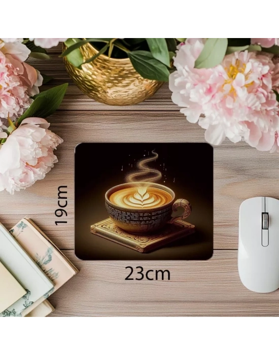 Buhardan Kod Olan Fincan Mouse Pad Tasarımı - 19x23 cm 2 mm Dikdörtgen İthal Baskılı Mouse Pad