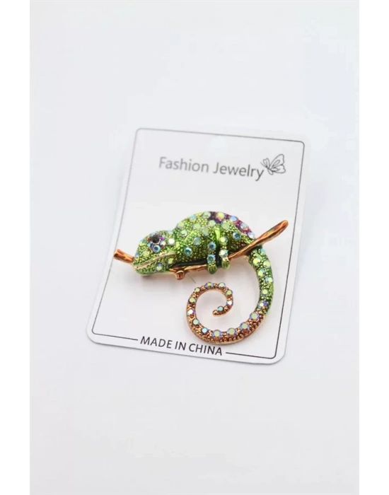 Bukalemun Broş - Yeşil