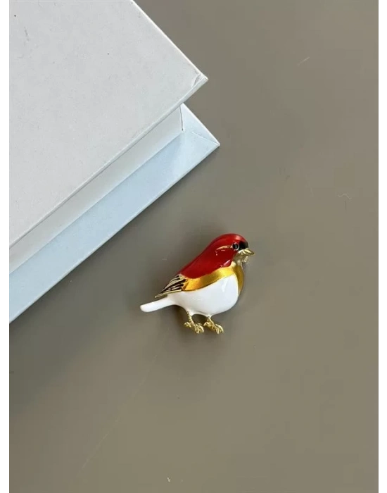 Bülbül Broş - Kırmızı