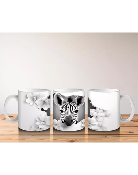 Bulutlar Arasında Sevimli Zebra – Baskılı Kahve Kupası