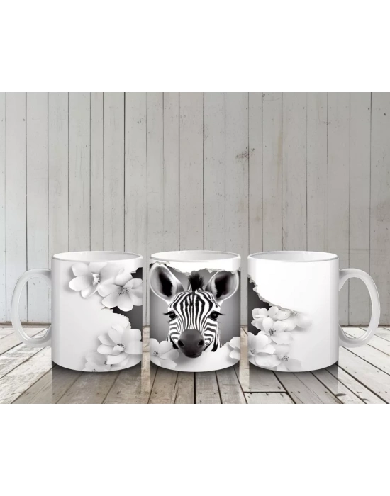 Bulutlar Arasında Sevimli Zebra – Baskılı Kahve Kupası