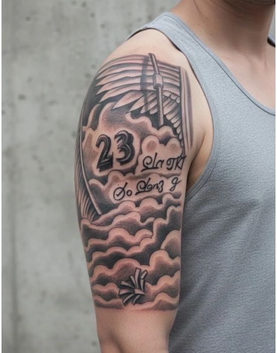 Bulutlar Melek Kanatları Geçici Dövme Şablonu Büyük Boy