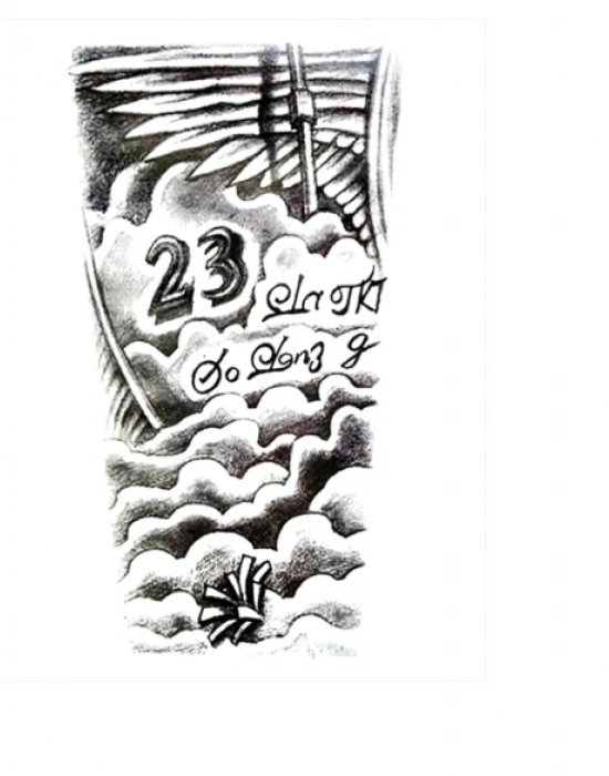 Bulutlar Melek Kanatları Geçici Dövme Şablonu Büyük Boy