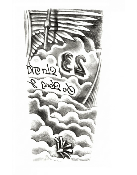 Bulutlar Melek Kanatları Geçici Dövme Şablonu Büyük Boy