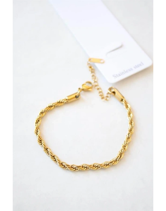 Burgu Çelik Bileklik 3mm - Altın