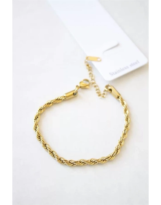 Burgu Çelik Bileklik 3mm - Altın