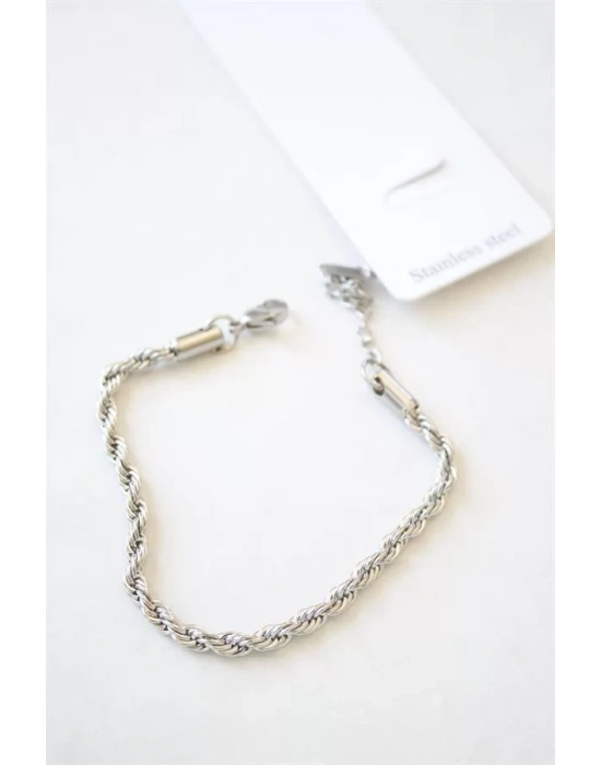 Burgu Çelik Bileklik 3mm - Gümüş