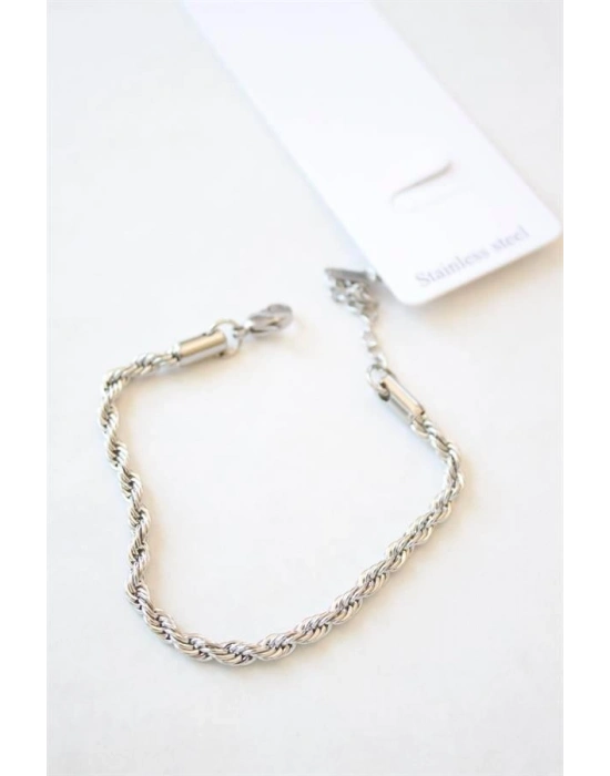 Burgu Çelik Bileklik 3mm - Gümüş