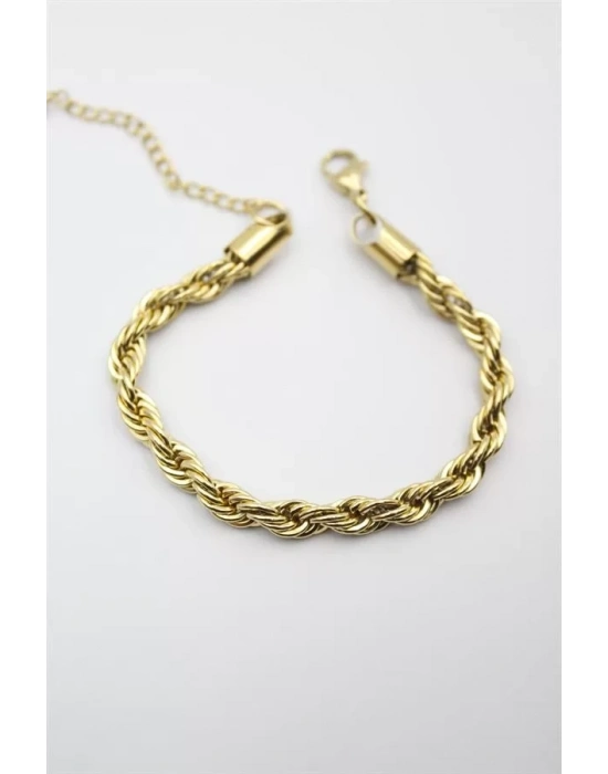 Burgu Çelik Bileklik 4mm - Altın