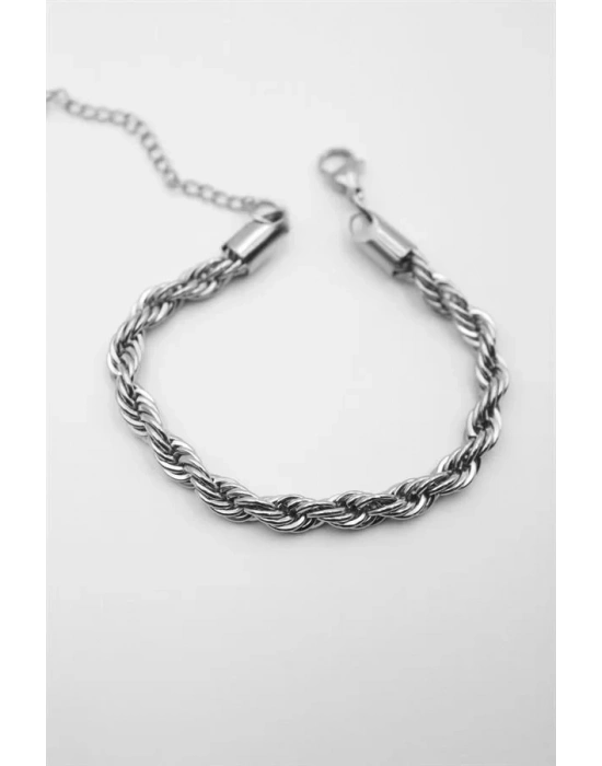 Burgu Çelik Bileklik 4mm - Gümüş