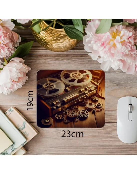 Butonlu Eski Kayıt Cihazı Mousepad - 19x23 cm 2 mm Dikdörtgen İthal Baskılı Mouse Pad