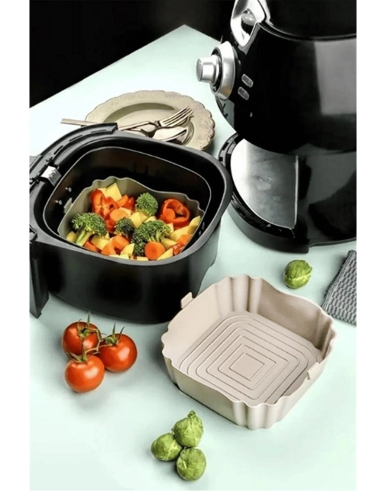 Bütün Airfryerlere Uyumlu Krem Silikon Pişirme Kabı