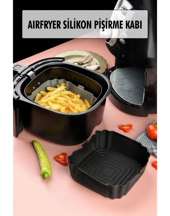 Bütün Airfryerlere Uyumlu Siyah Silikon Pişirme Kabı