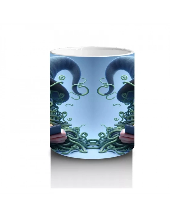 Büyü Kitabı Okuyan Fare Figürlü Tatlı Cadılar Bayramı Baskılı Kupa Bardak