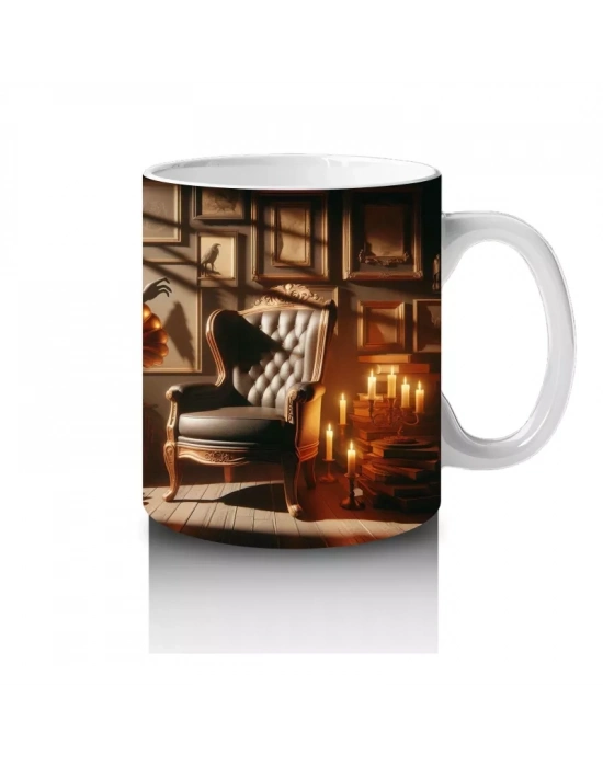 Büyü Kitabı Okuyan Fare Figürlü Tatlı Cadılar Bayramı Baskılı Kupa Bardak