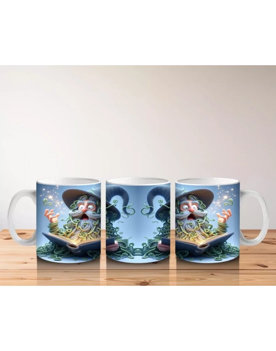 Büyü Kitabı Okuyan Fare Figürlü Tatlı Cadılar Bayramı Baskılı Kupa Bardak